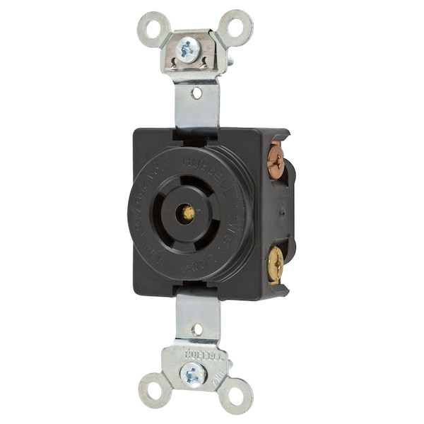 Locking Receptacle, Non-NEMA, 10/15 A, 250V AC, Single Phase, 2 Pole, Flush Mount, Screw Terminals